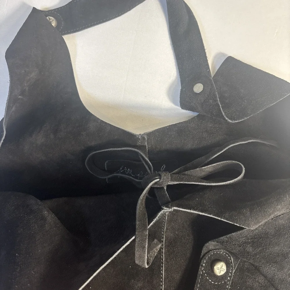 Free People Black 100% Cow Leather Hobo Bag Slouchy Tote Shoulder Purse India